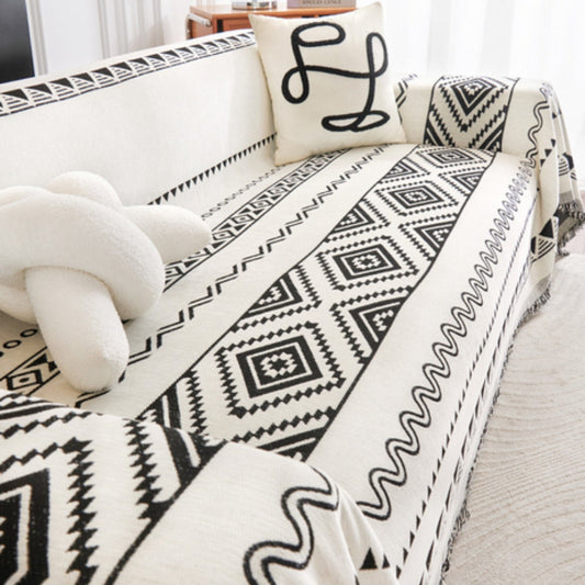 Boho Geometric Sofa Cover Throw in Cotton-Polyester Blend