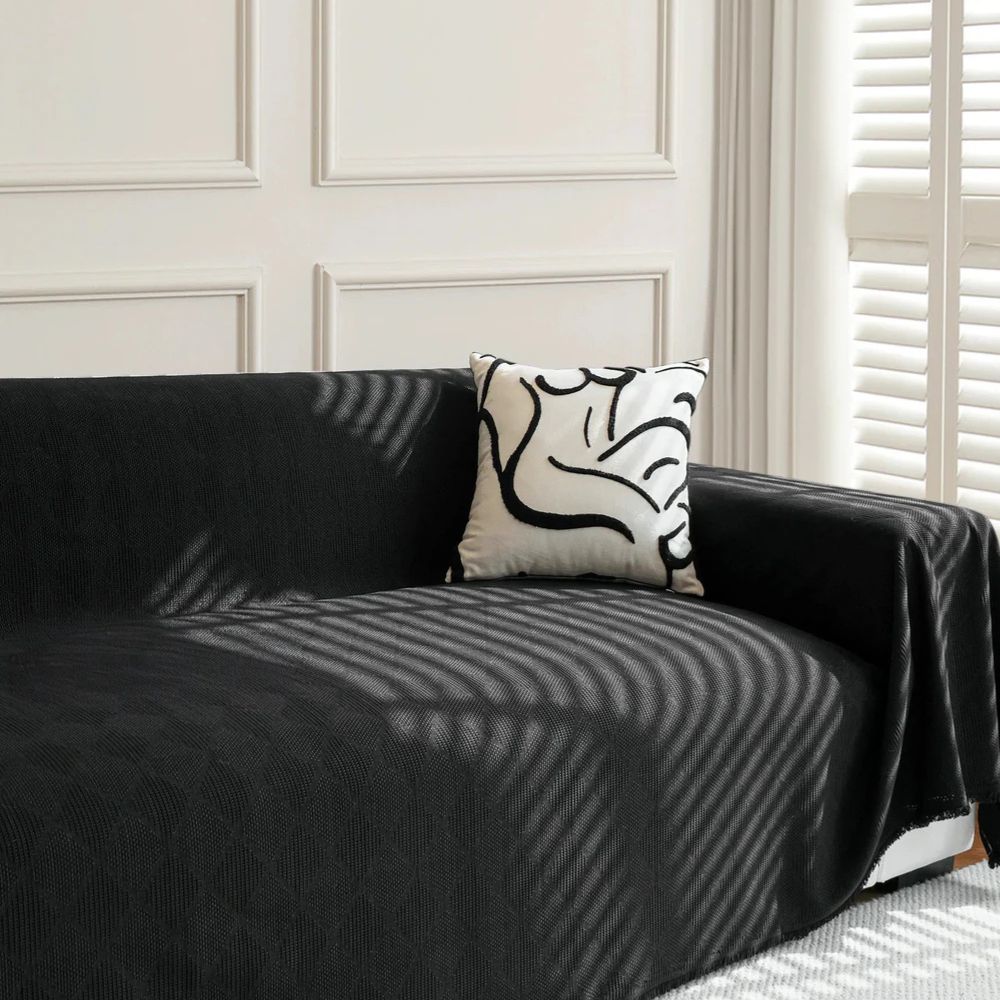 Diamond Grid Chenille Sofa Protector Cover