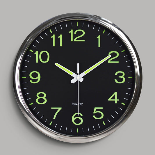 Silent Glow-in-the-Dark Wall Clock for Classrooms and Offices