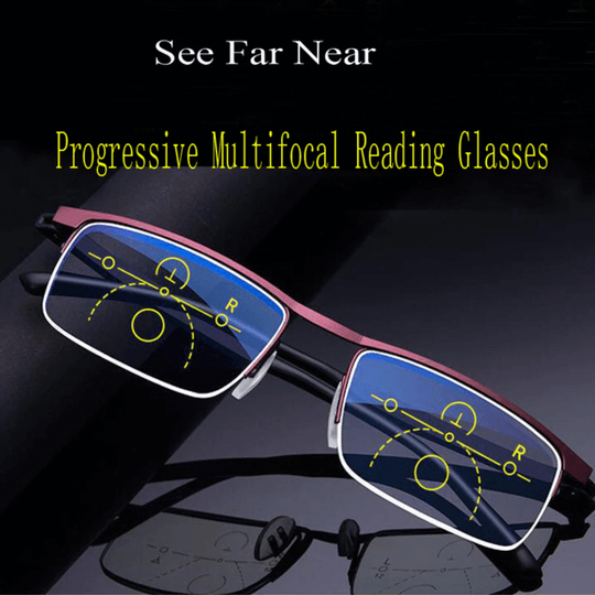 Progressive Multifocal Glasses with Anti-Glare and Blue Light Filtering