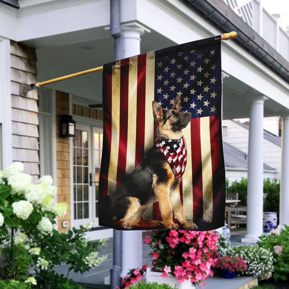 German Shepherd American Flag Double-Sided Weather-Resistant Banner
