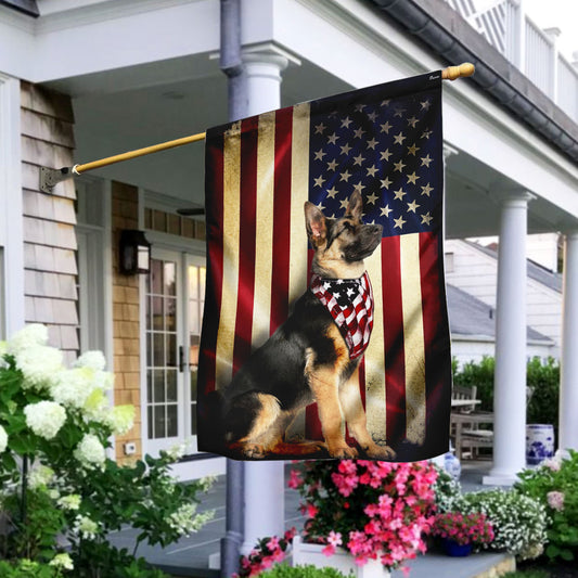 German Shepherd American Flag Double-Sided Weather-Resistant Banner
