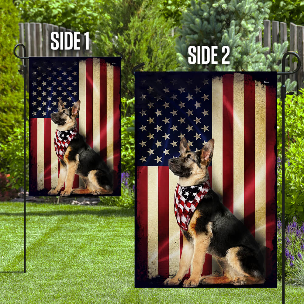 German Shepherd American Flag Double-Sided Weather-Resistant Banner