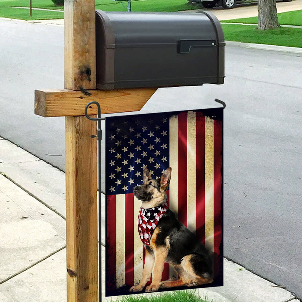 German Shepherd American Flag Double-Sided Weather-Resistant Banner