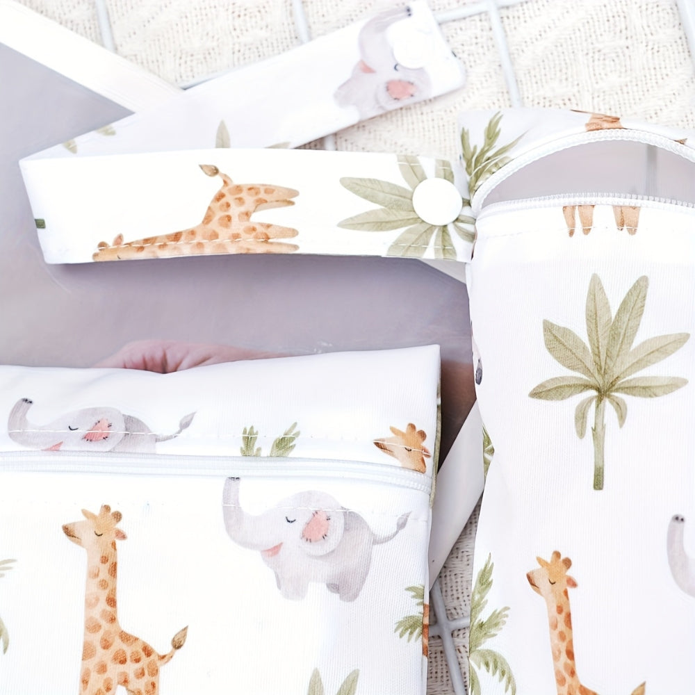 Safari Print Reusable Wet Dry Bag Set for Baby - 3 Sizes