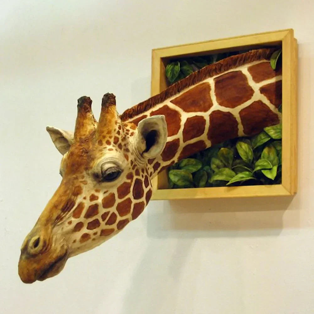 Lifelike 3D Giraffe Head Wall Sculpture