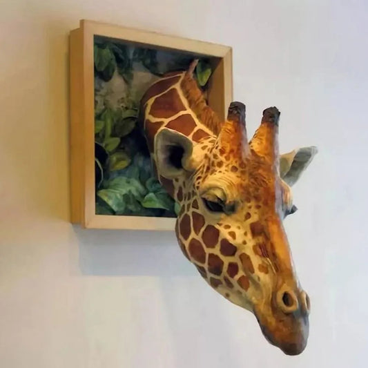 Lifelike 3D Giraffe Head Wall Art Sculpture