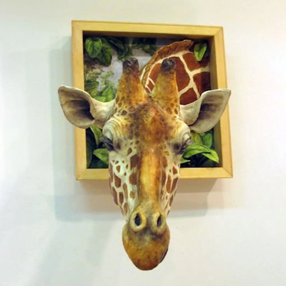 Lifelike 3D Giraffe Head Wall Art Sculpture