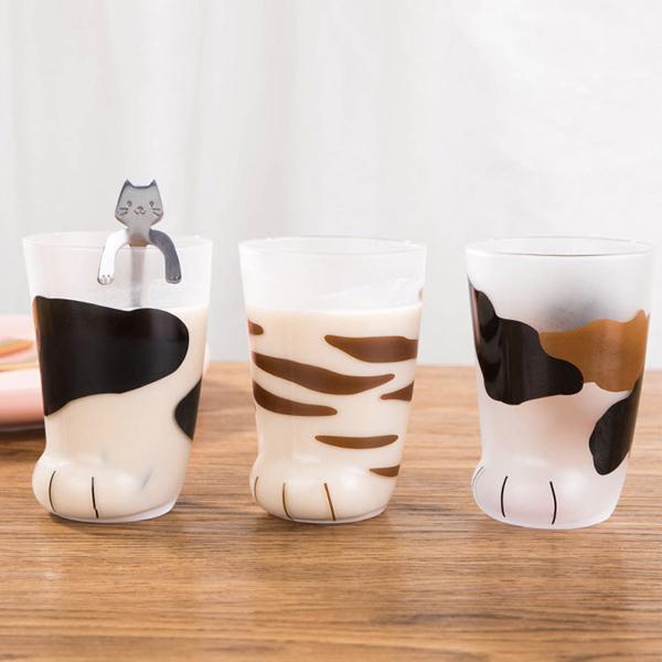 Cat Paw Glass Mug with Pink Toe Pads - 10oz