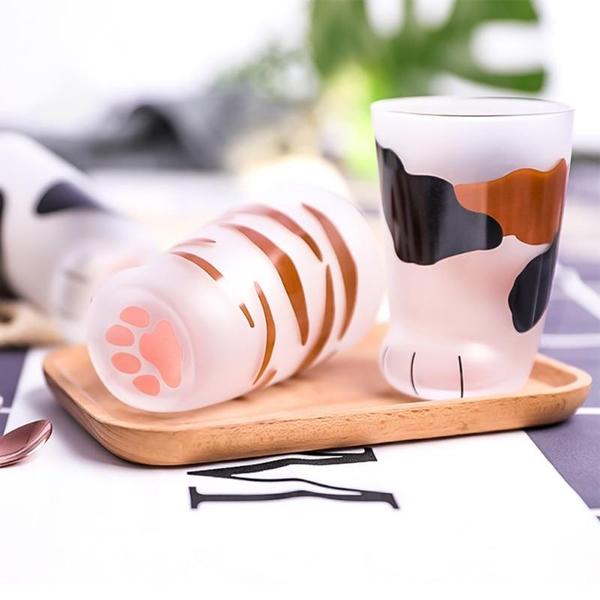 Cat Paw Glass Mug with Pink Toe Pads - 10oz