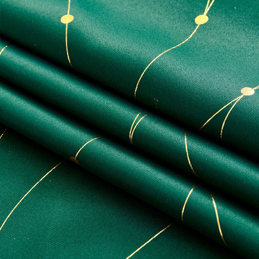 Chic Blackout Curtains with Gleaming Wave Pattern