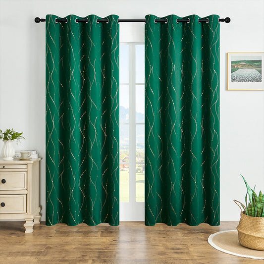 Chic Blackout Curtains with Gleaming Wave Pattern
