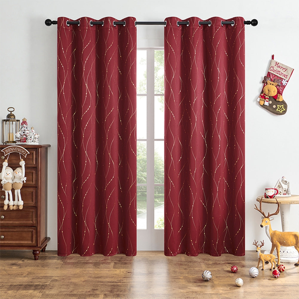 Chic Blackout Curtains with Gleaming Wave Pattern