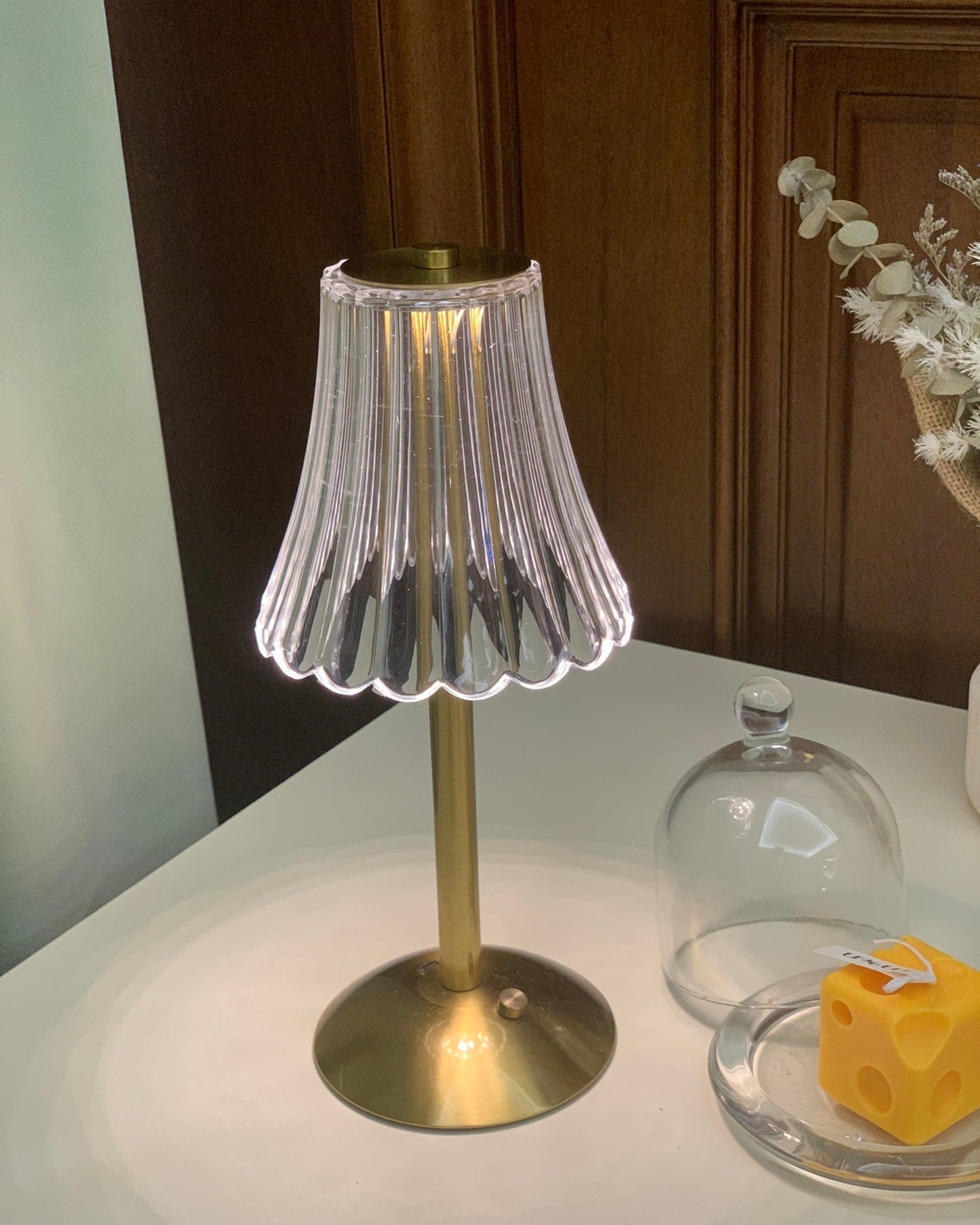Elegant Gold Portable Table Lamp with LED Light