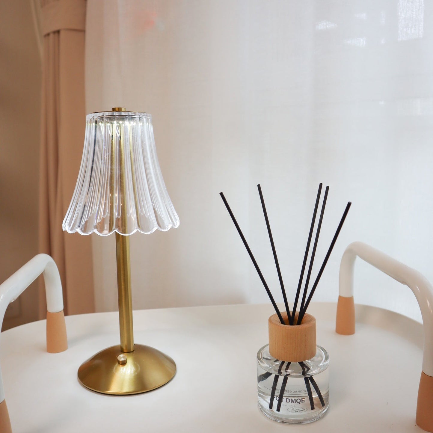 Elegant Gold Portable Table Lamp with LED Light