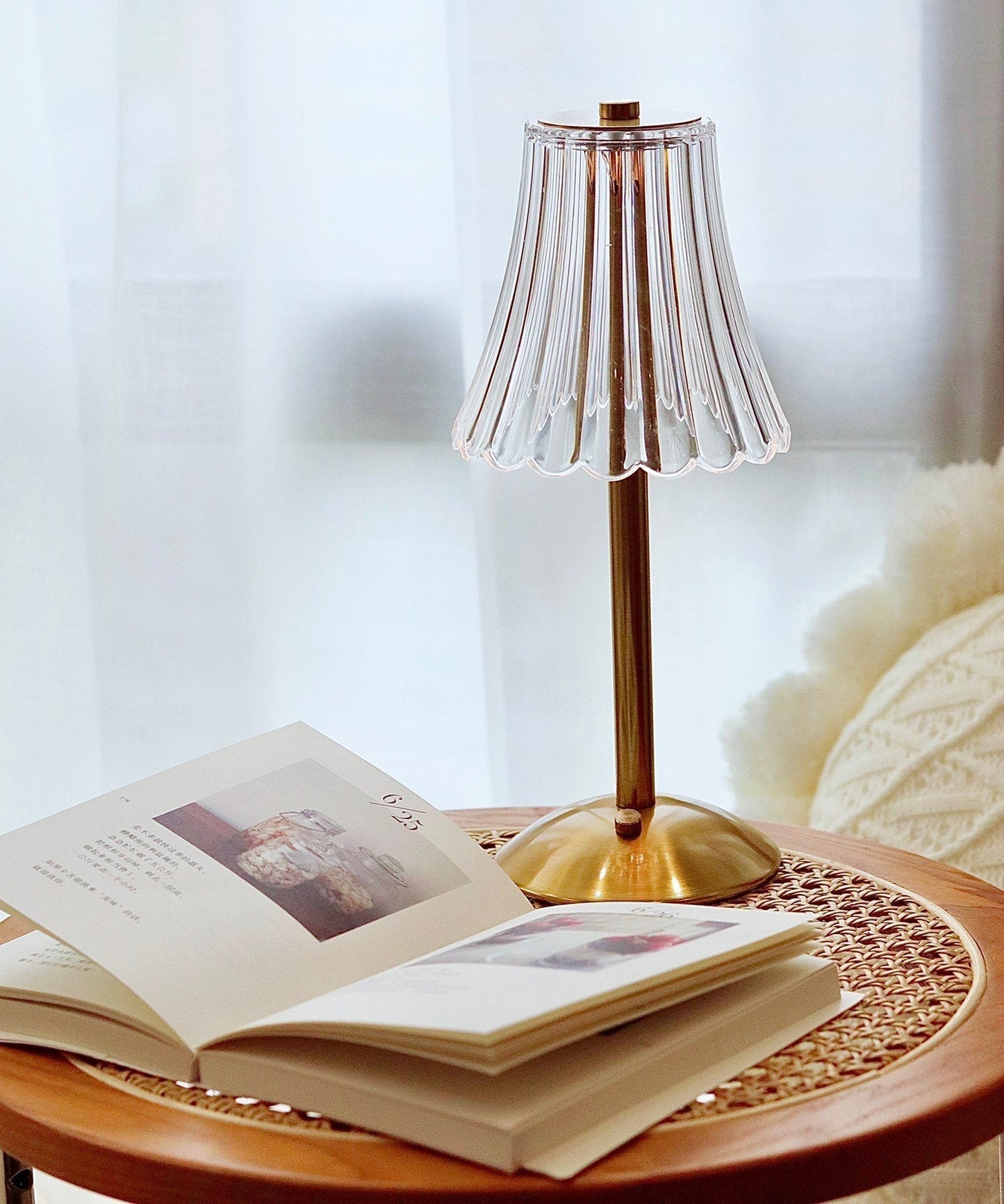 Elegant Gold Portable Table Lamp with LED Light