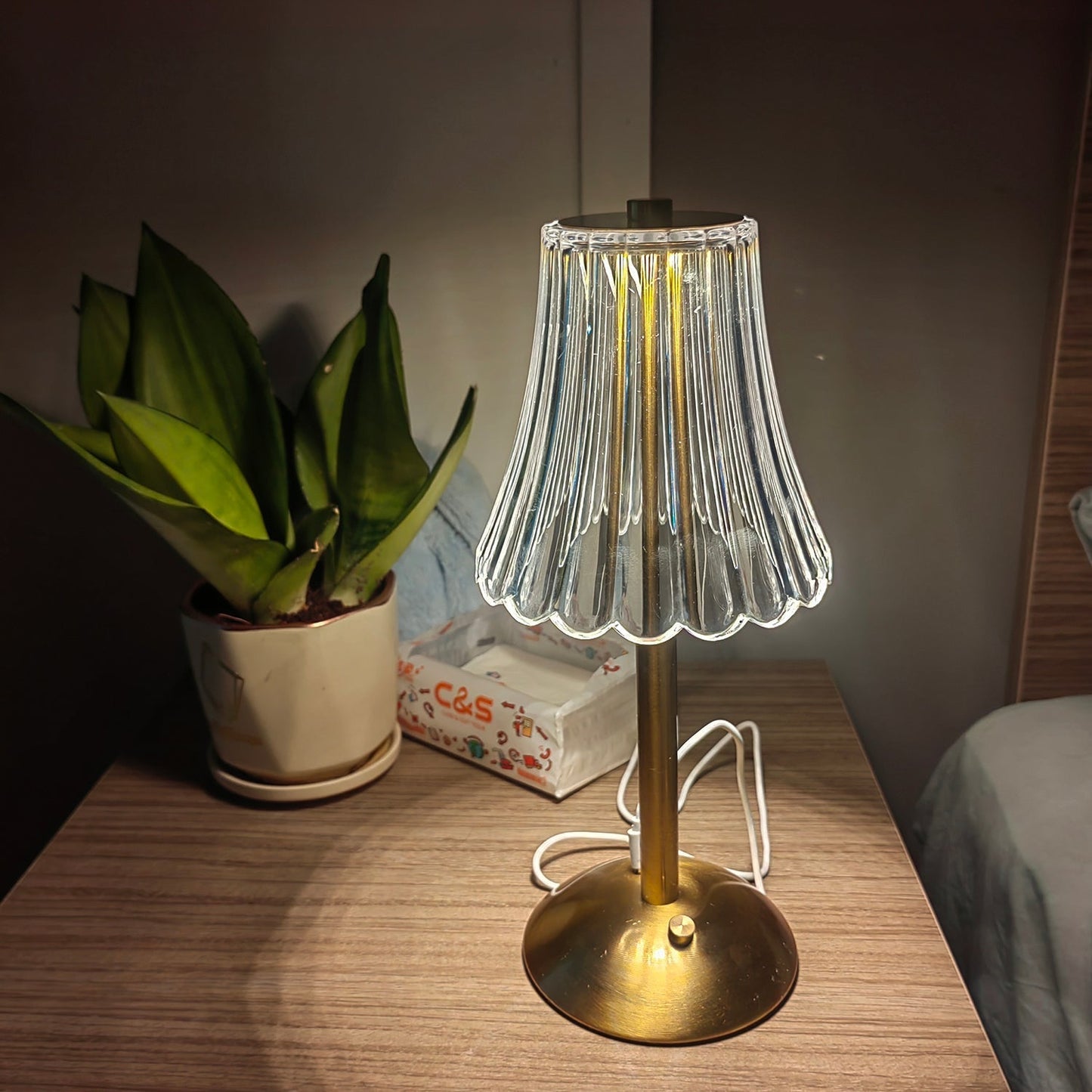 Elegant Gold Portable Table Lamp with LED Light