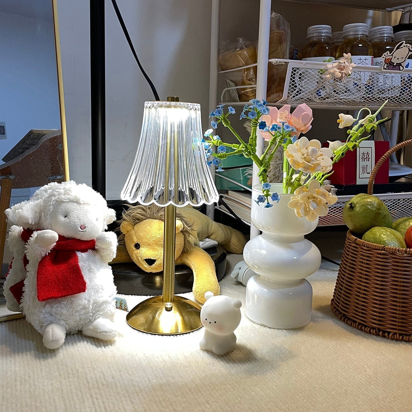 Elegant Gold Portable Table Lamp with LED Light