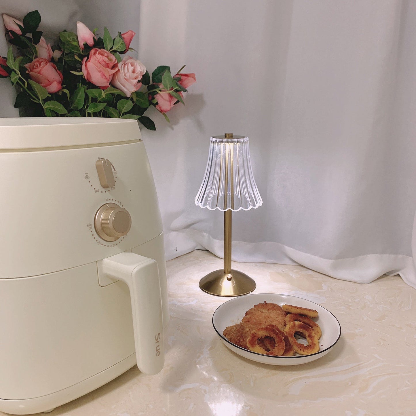 Elegant Gold Portable Table Lamp with LED Light