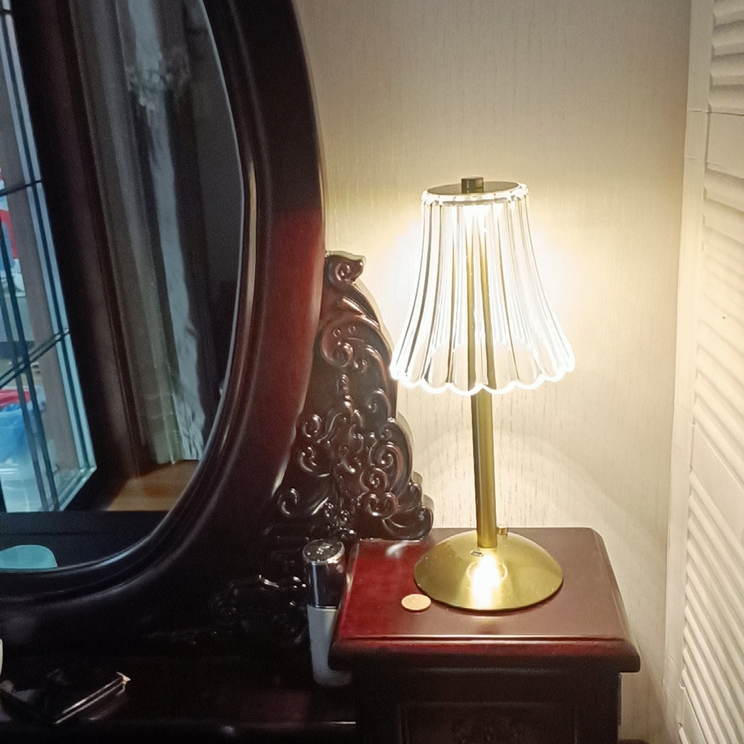 Elegant Gold Portable Table Lamp with LED Light