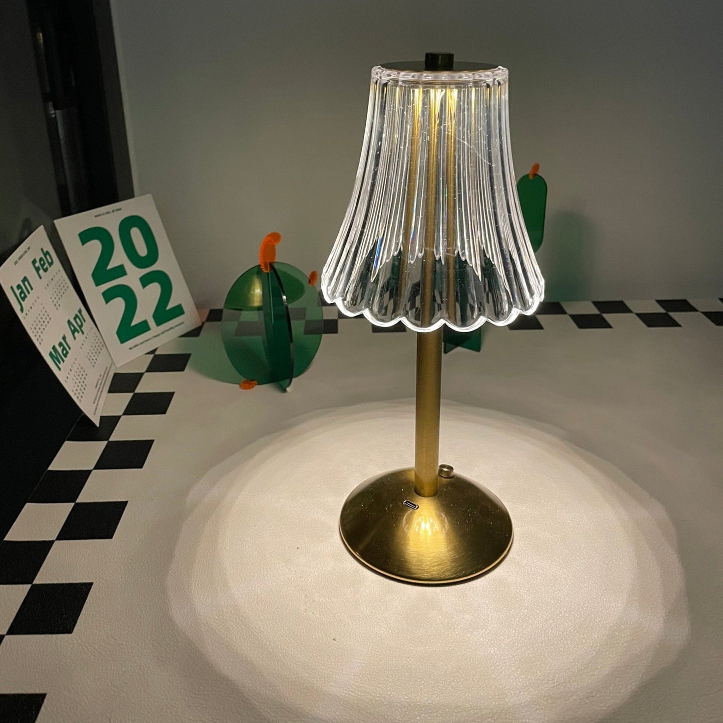 Elegant Gold Portable Table Lamp with LED Light