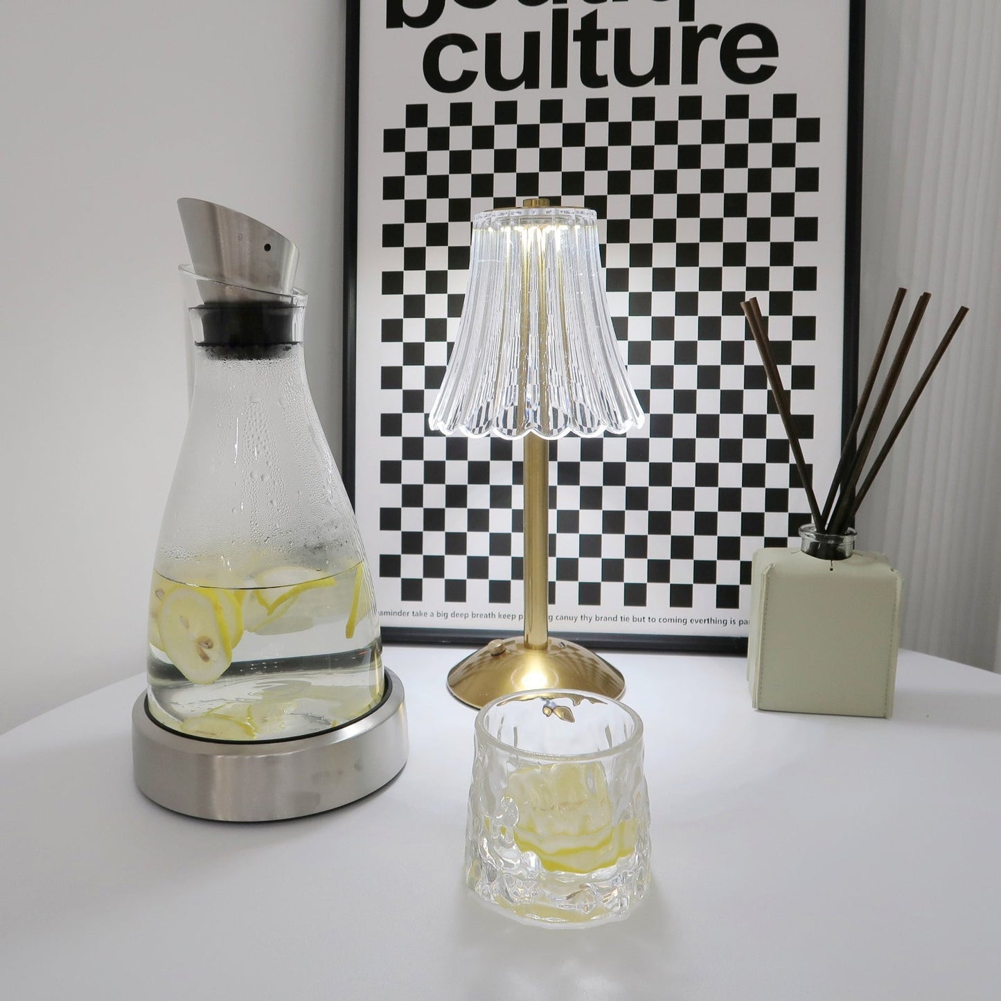 Elegant Gold Portable Table Lamp with LED Light