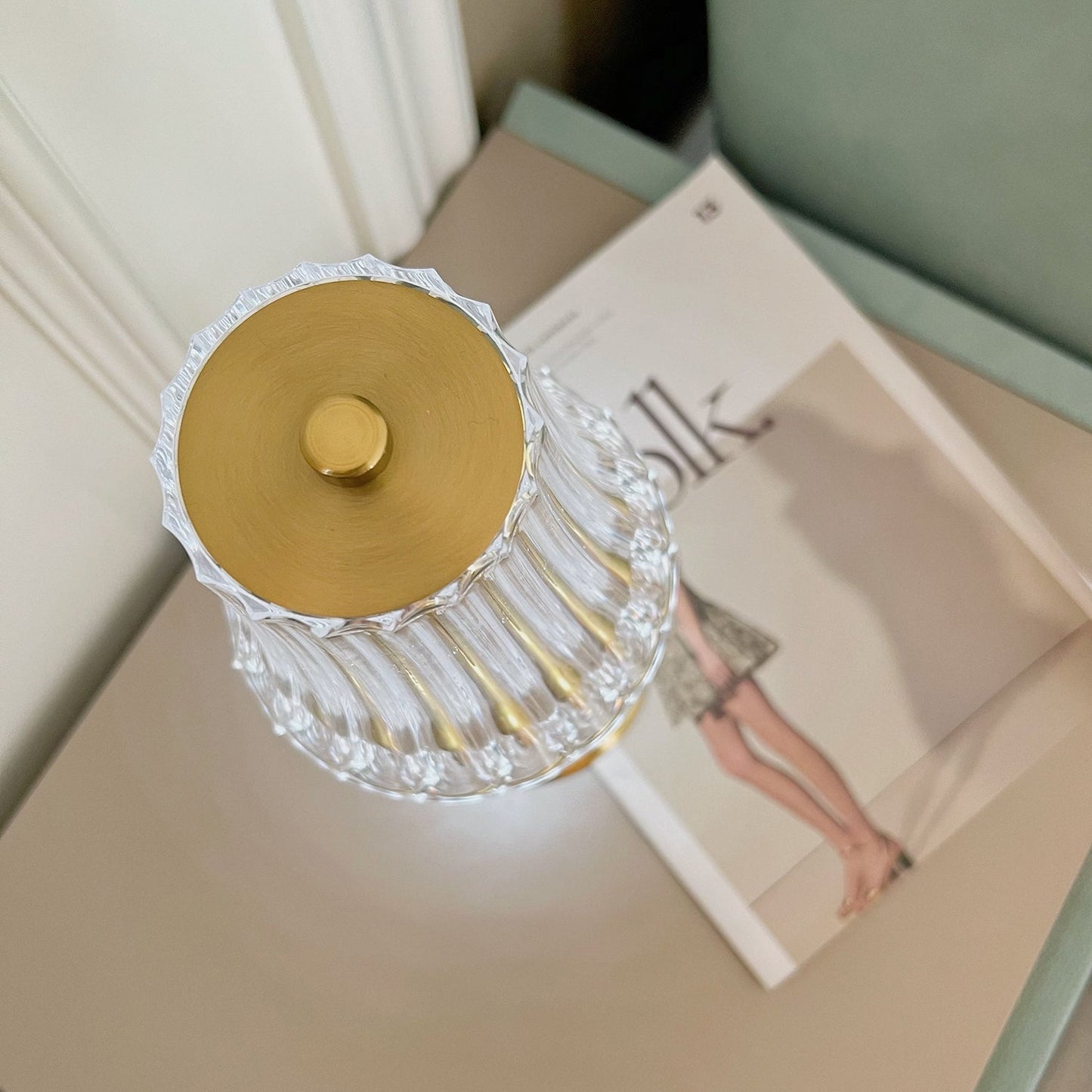 Elegant Gold Portable Table Lamp with LED Light