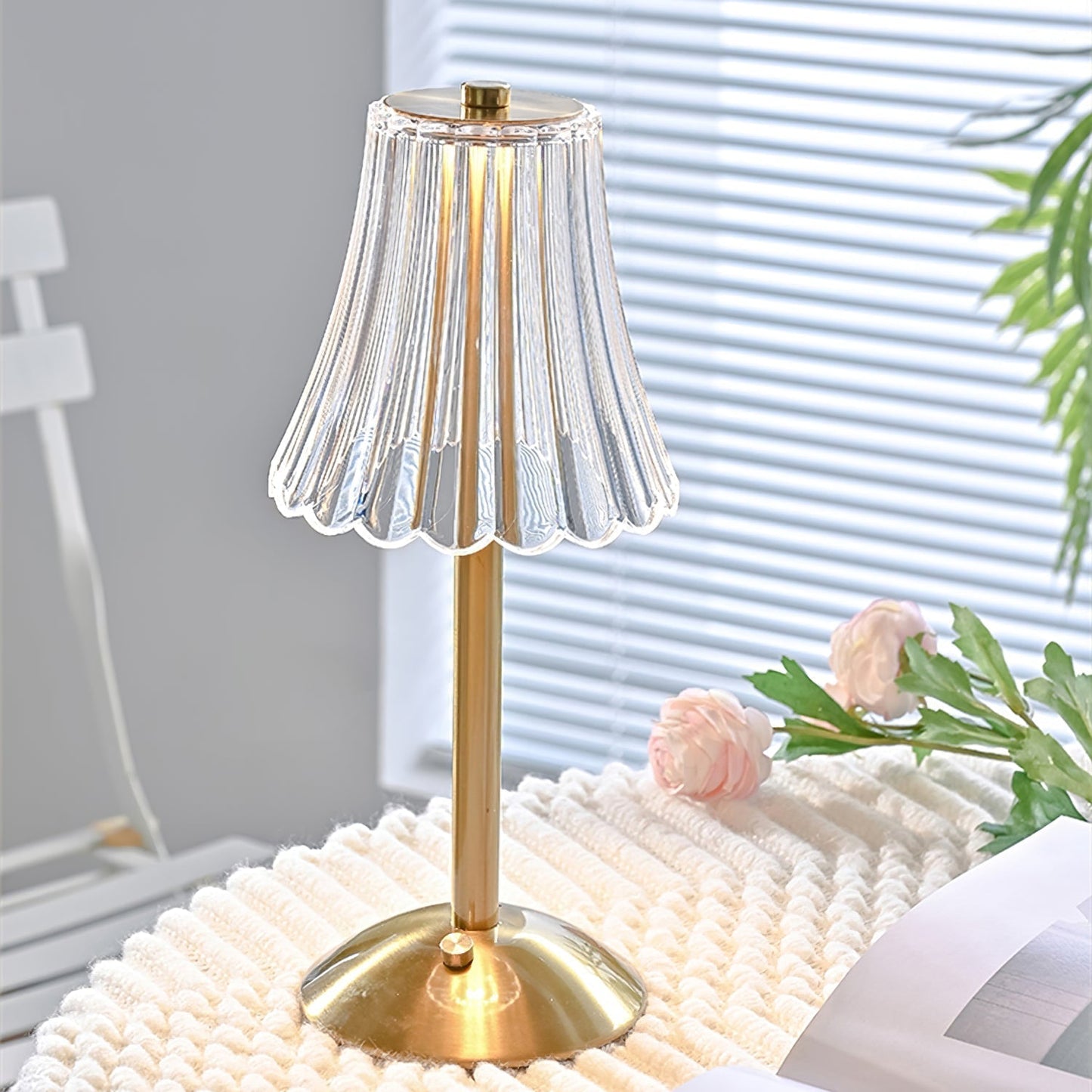 Elegant Gold Portable Table Lamp with LED Light