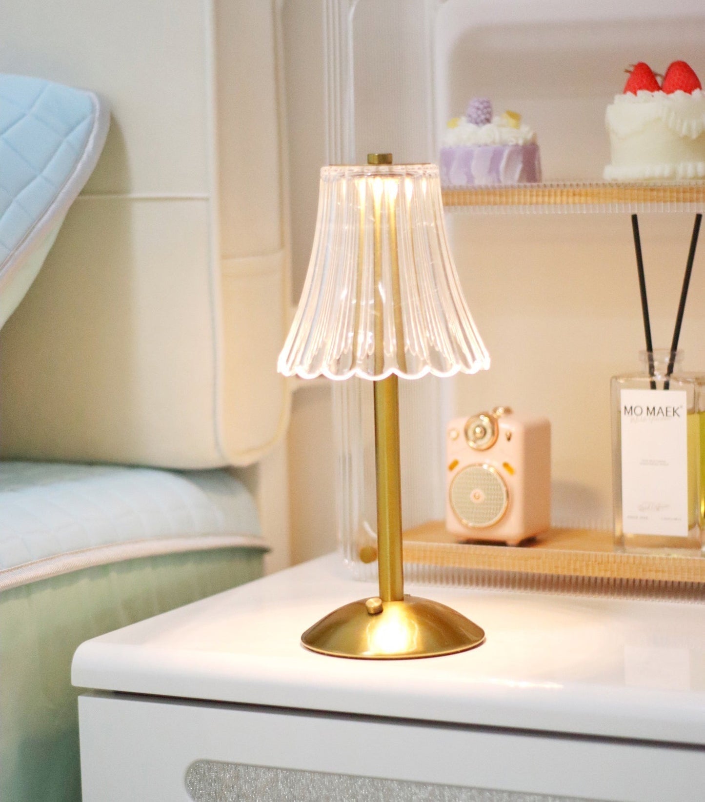 Elegant Gold Portable Table Lamp with LED Light
