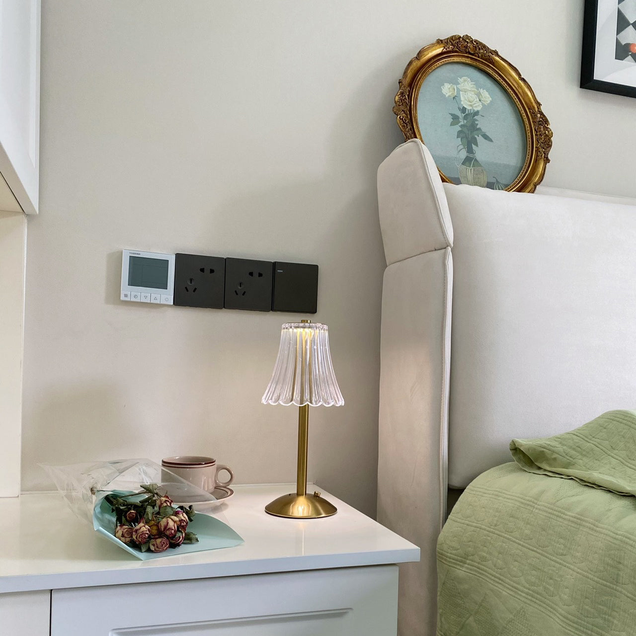 Elegant Gold Portable Table Lamp with LED Light