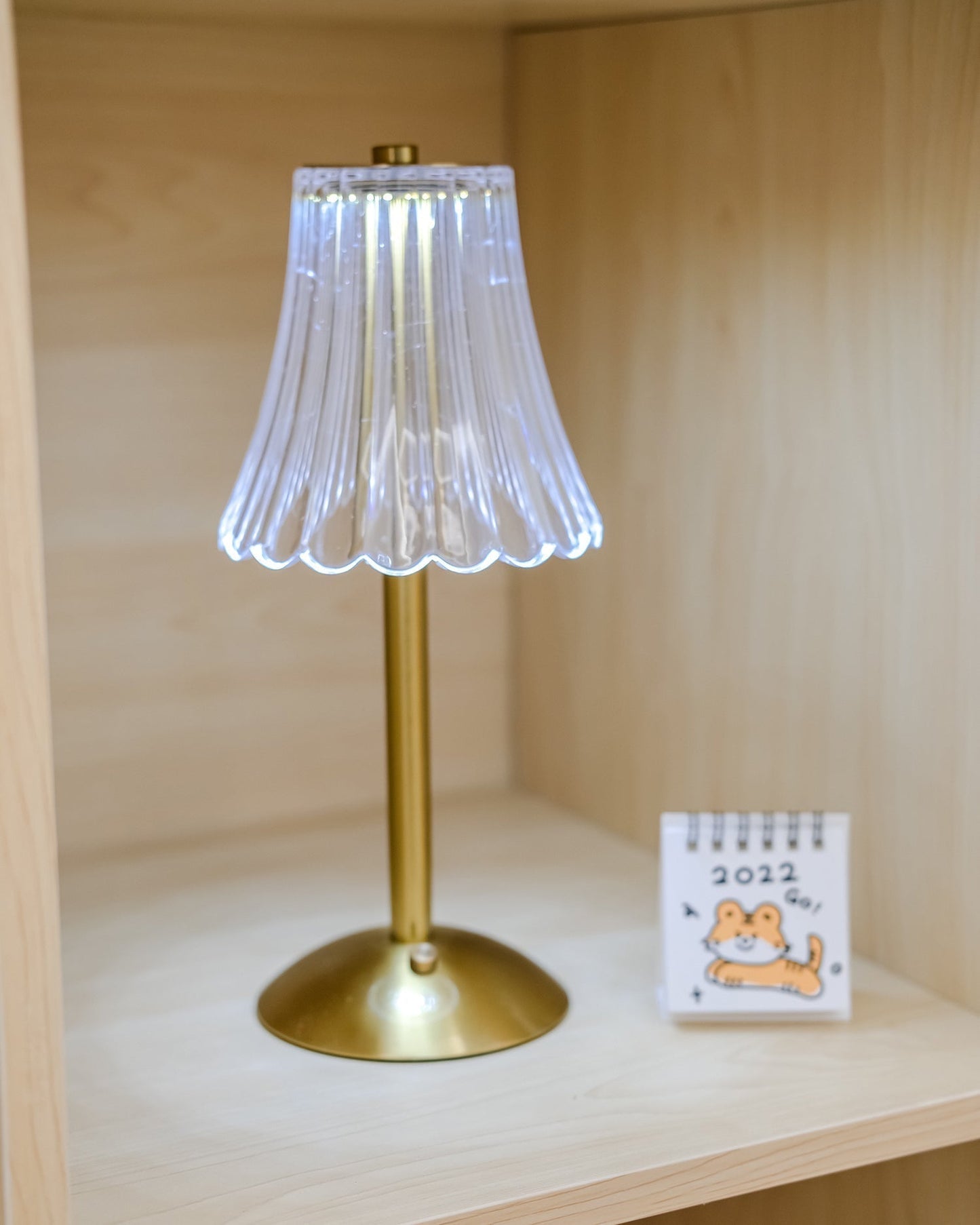 Elegant Gold Portable Table Lamp with LED Light