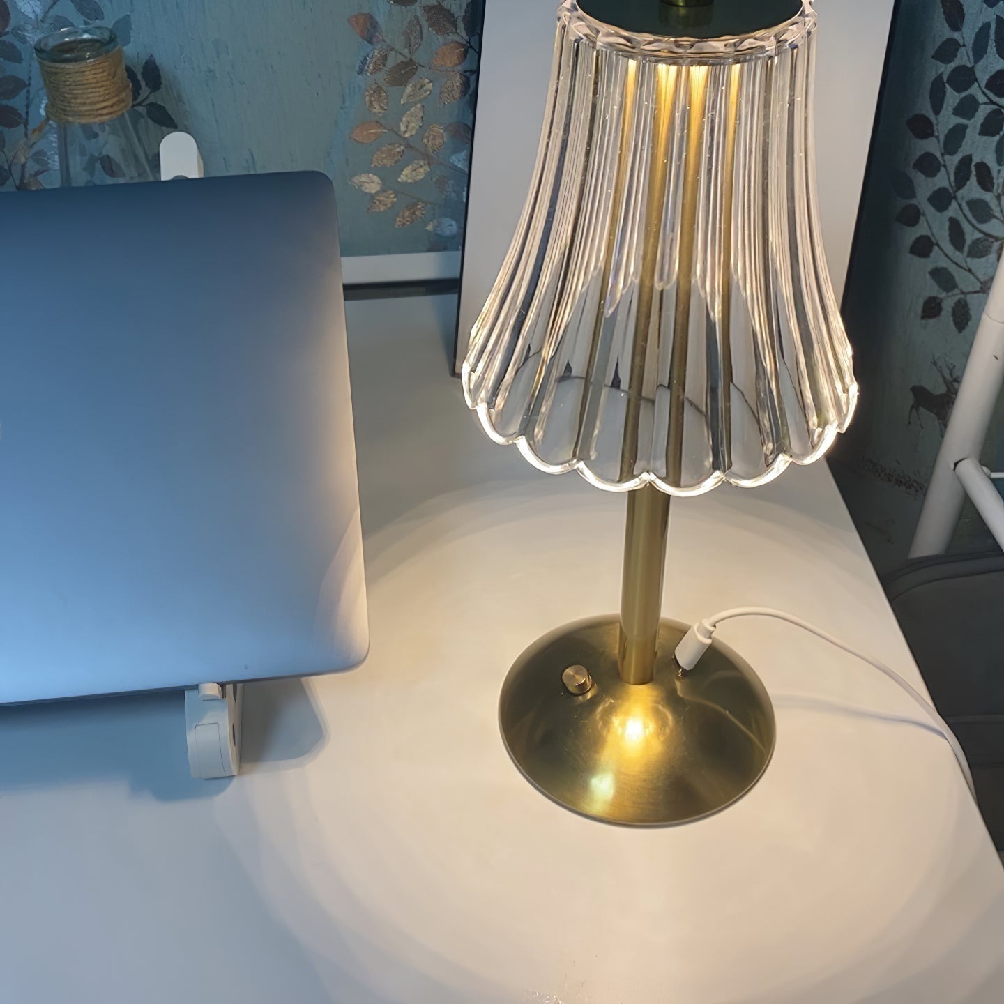 Elegant Gold Portable Table Lamp with LED Light