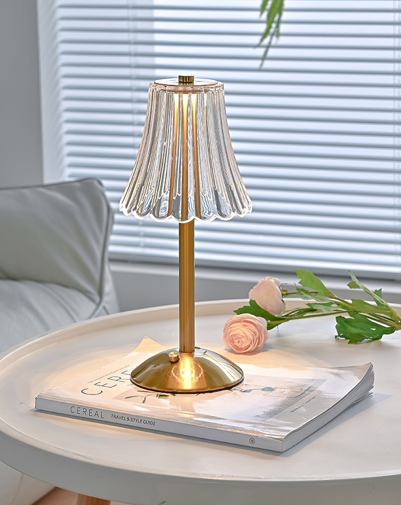 Elegant Gold Portable Table Lamp with LED Light