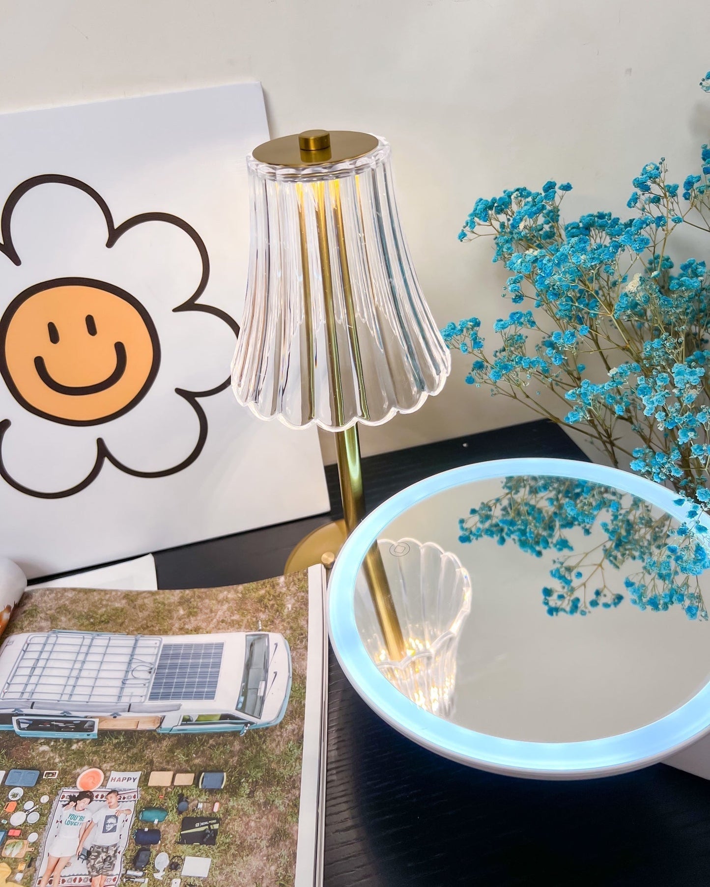 Elegant Gold Portable Table Lamp with LED Light