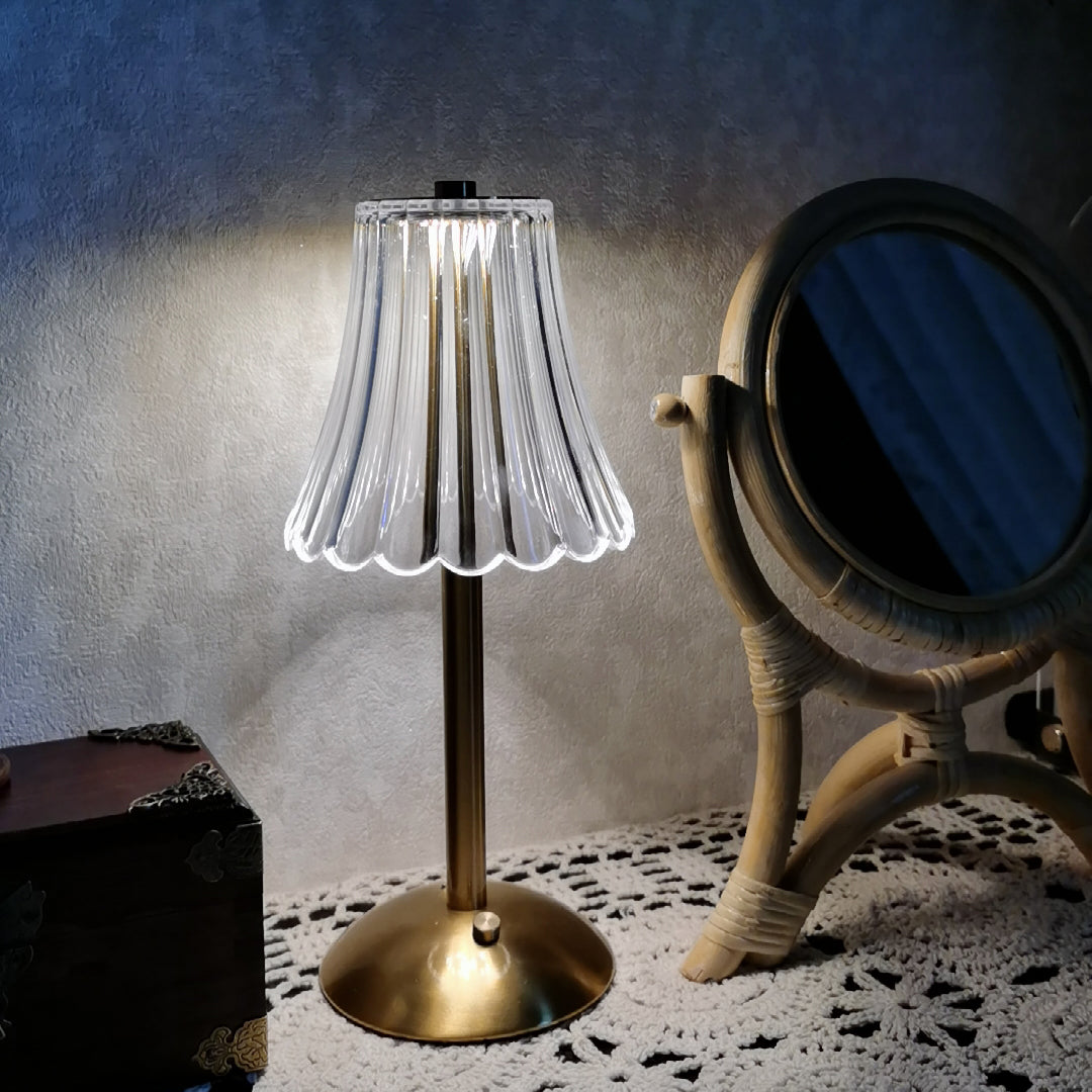 Elegant Gold Portable Table Lamp with LED Light
