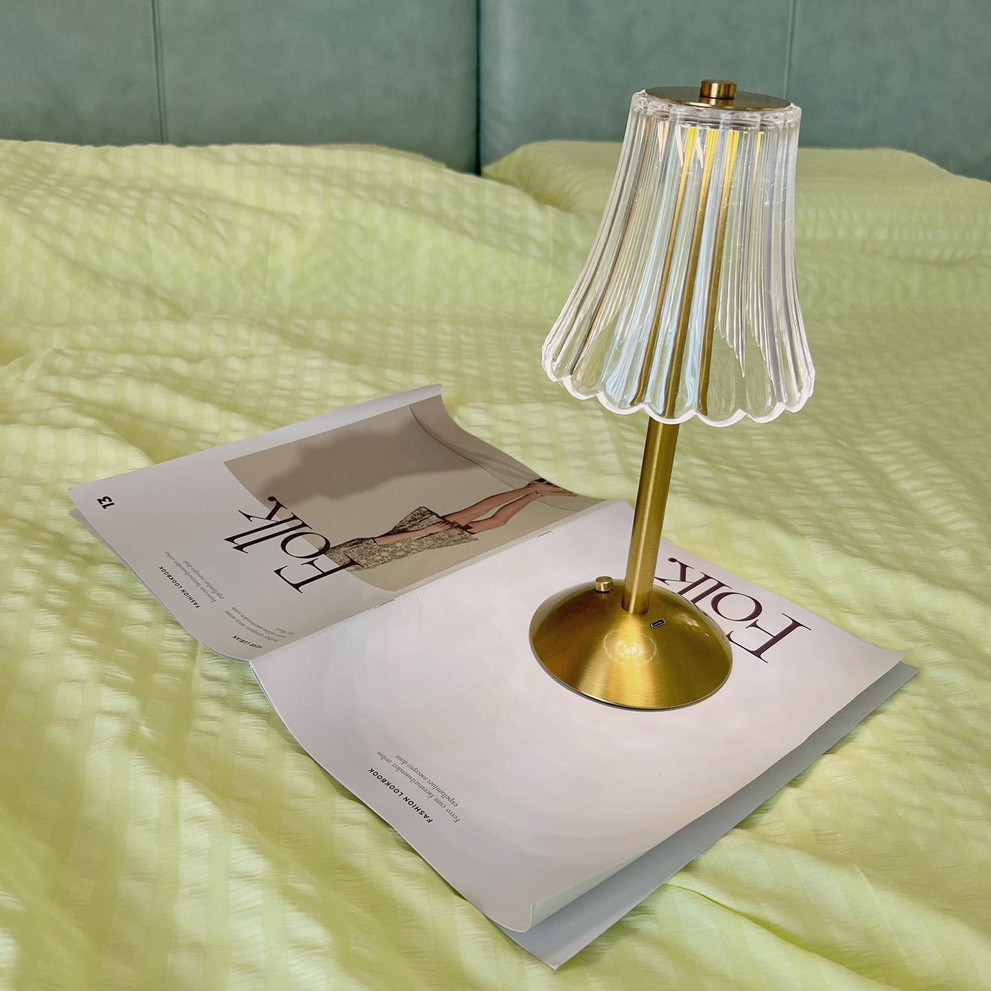 Elegant Gold Portable Table Lamp with LED Light