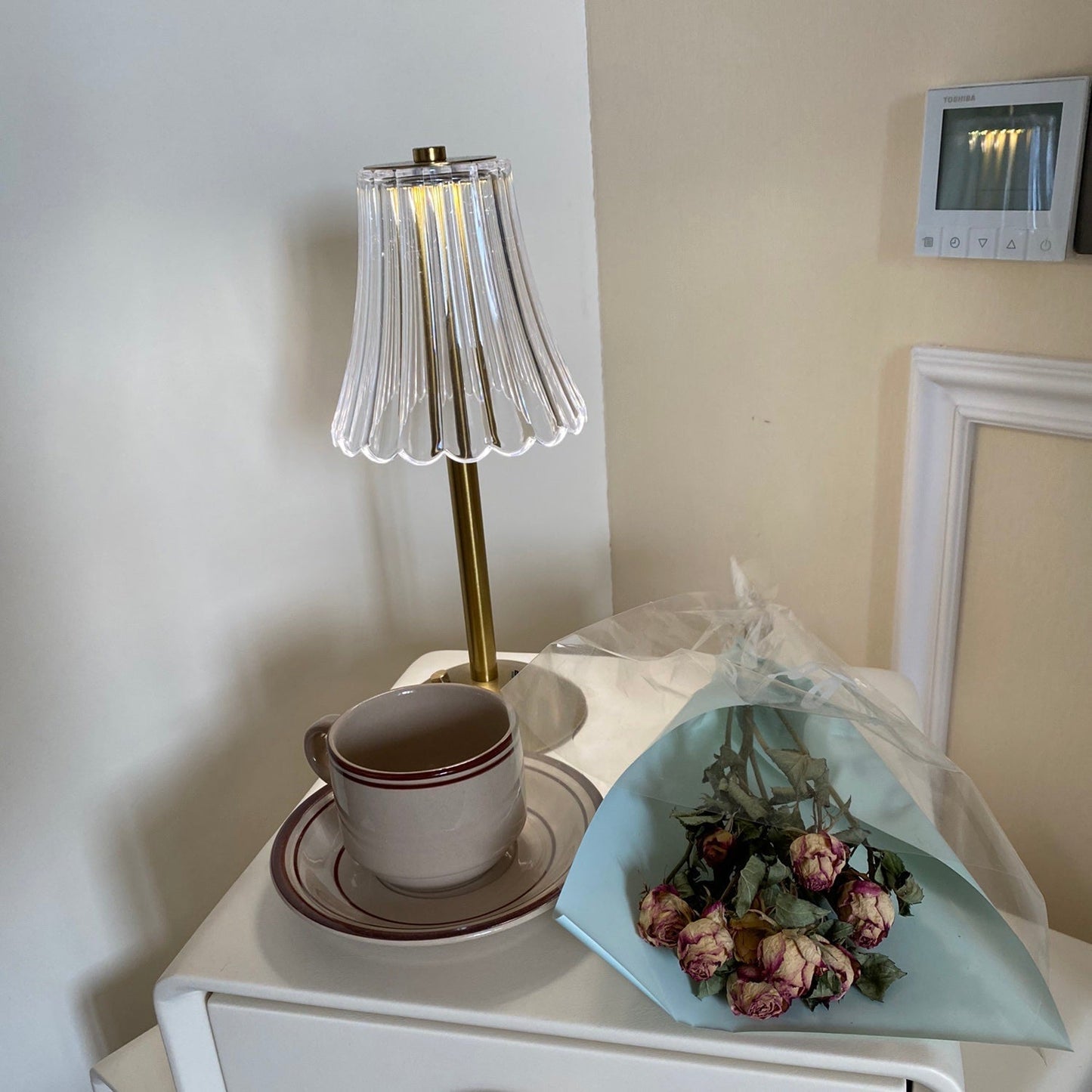 Elegant Gold Portable Table Lamp with LED Light