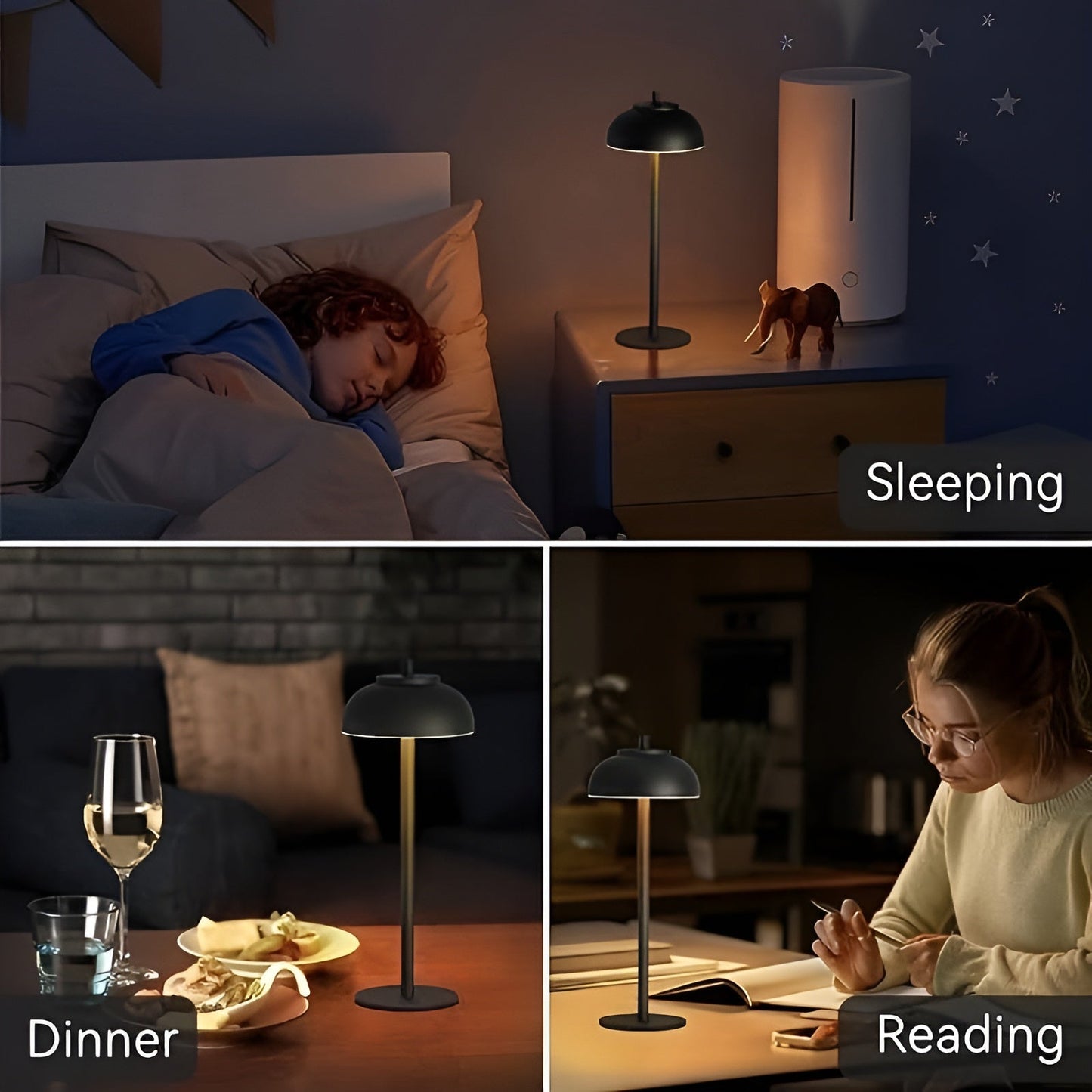 Rechargeable Dimmable LED Table Lamp with Three Light Modes