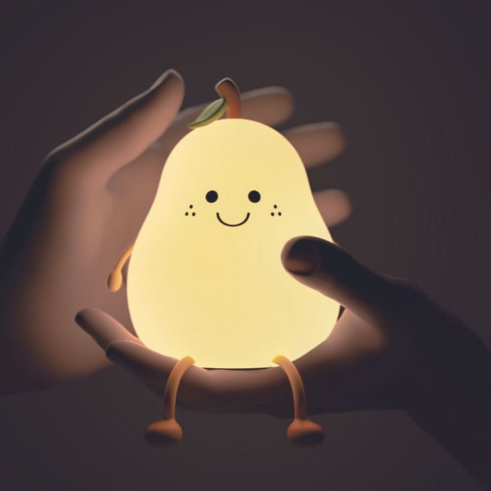Rechargeable Silicone Night Light for Kids - Color Changing Pear Design