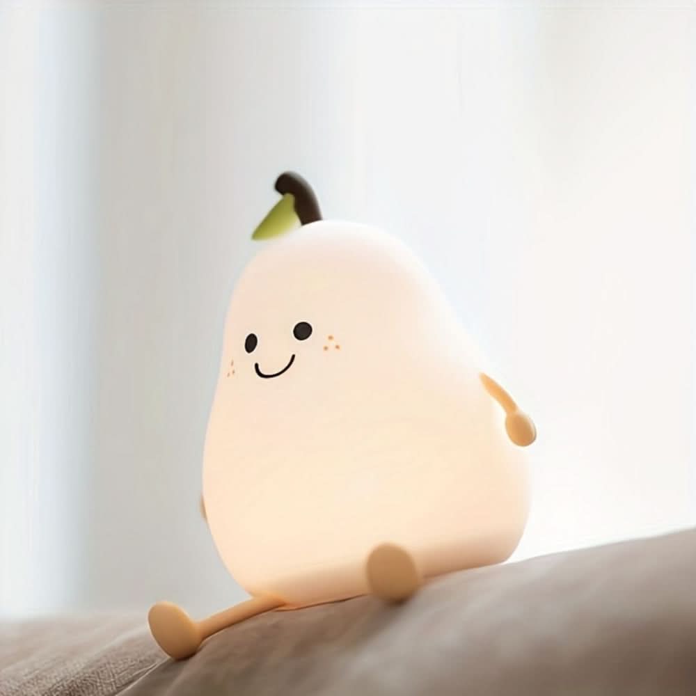 Rechargeable Silicone Night Light for Kids - Color Changing Pear Design