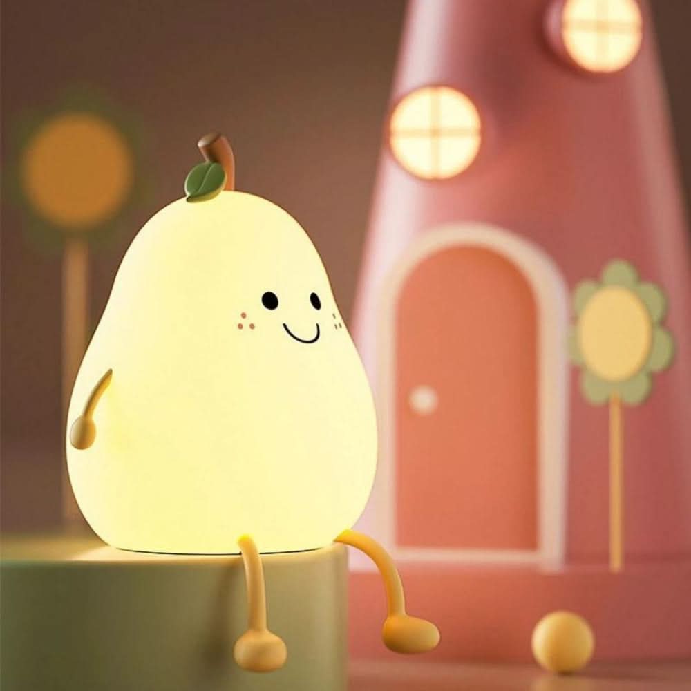 Rechargeable Silicone Night Light for Kids - Color Changing Pear Design