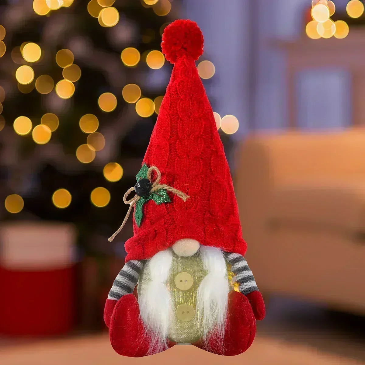 LED Knitted Christmas Gnome with Night Light