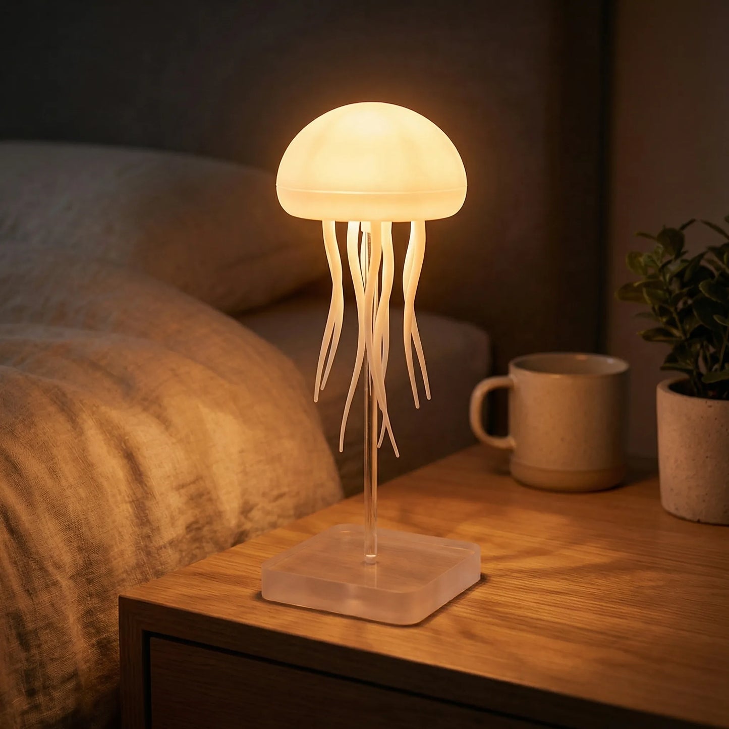 Color-Changing Jellyfish LED Table Lamp with Voice Control