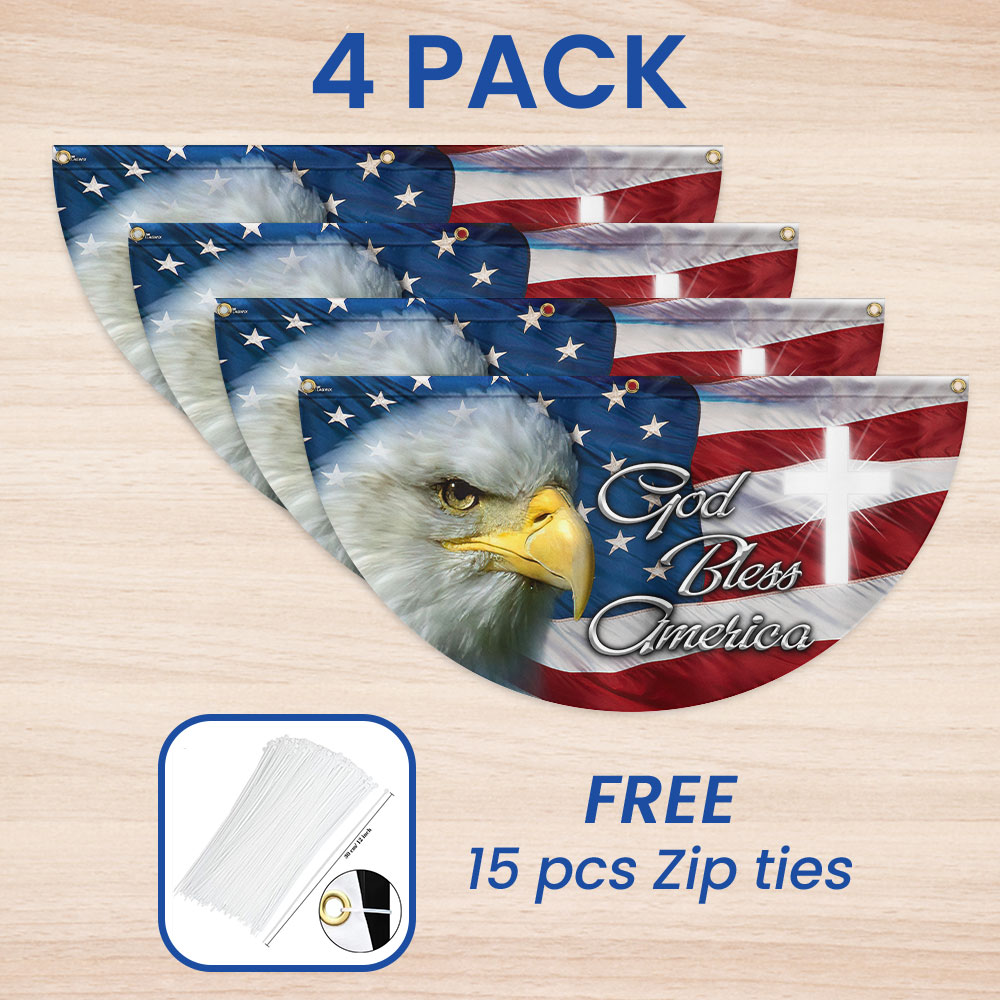 Patriotic Eagle God Bless America Non-Pleated Fan Flag
