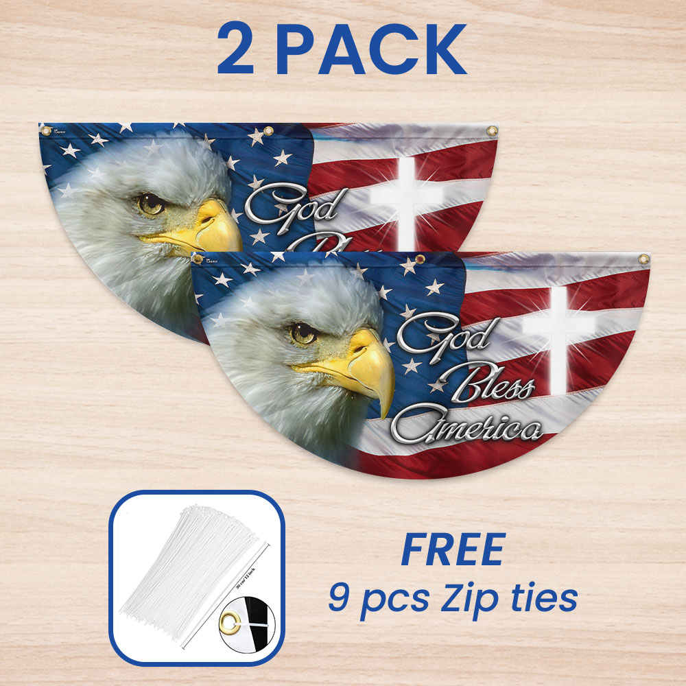 Patriotic Eagle God Bless America Non-Pleated Fan Flag