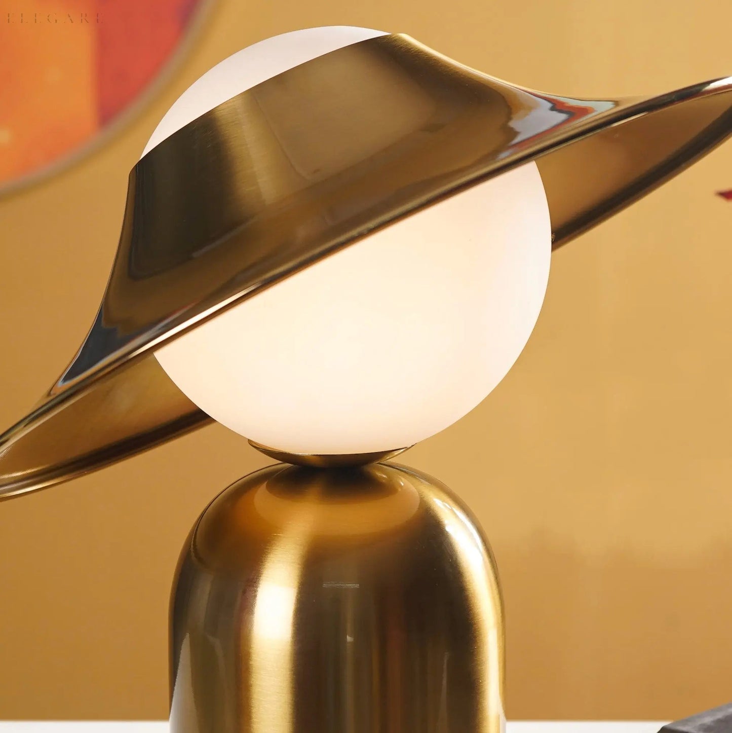 Gold Table Lamp with LED Lighting, Scandinavian Spherical Design