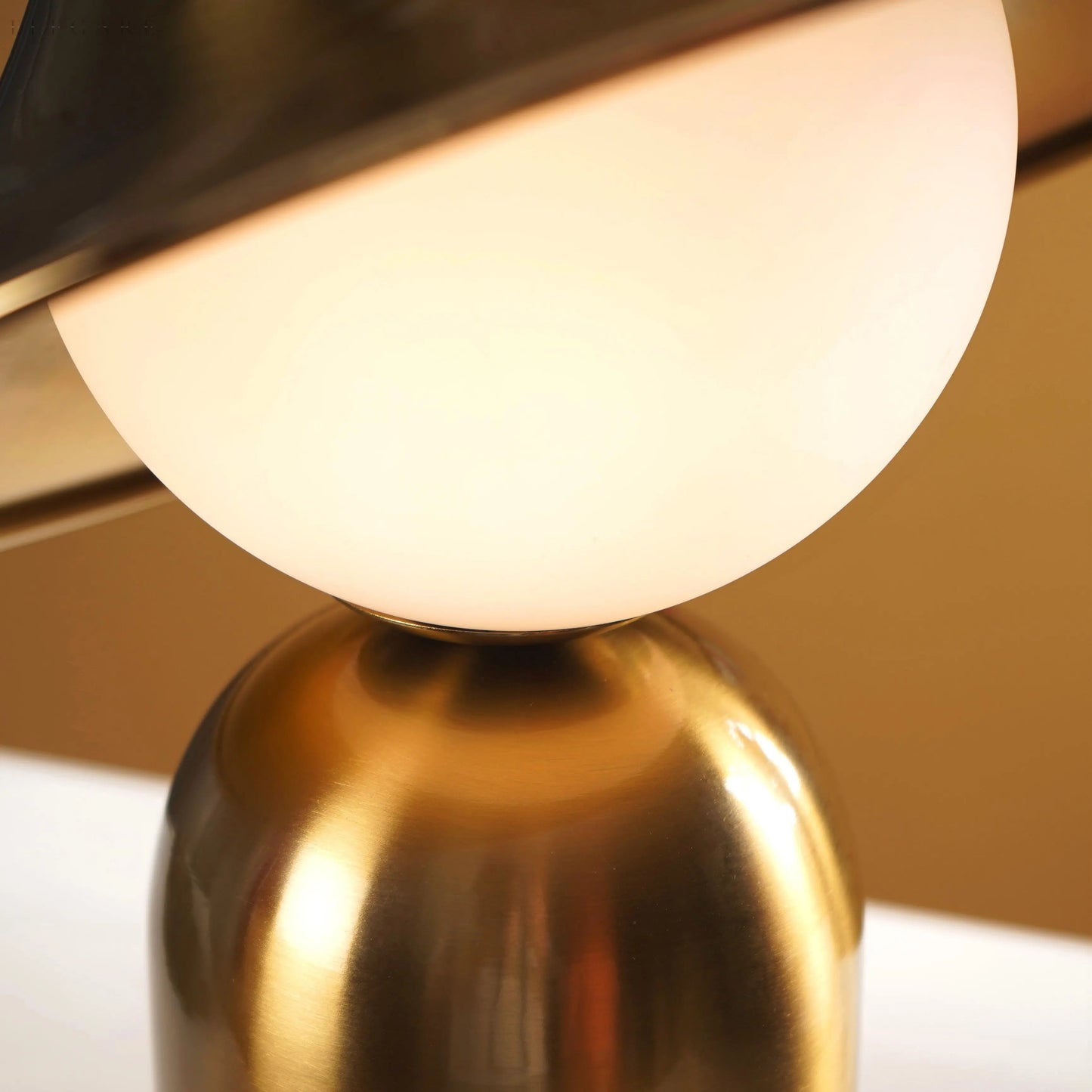 Gold Table Lamp with LED Lighting, Scandinavian Spherical Design
