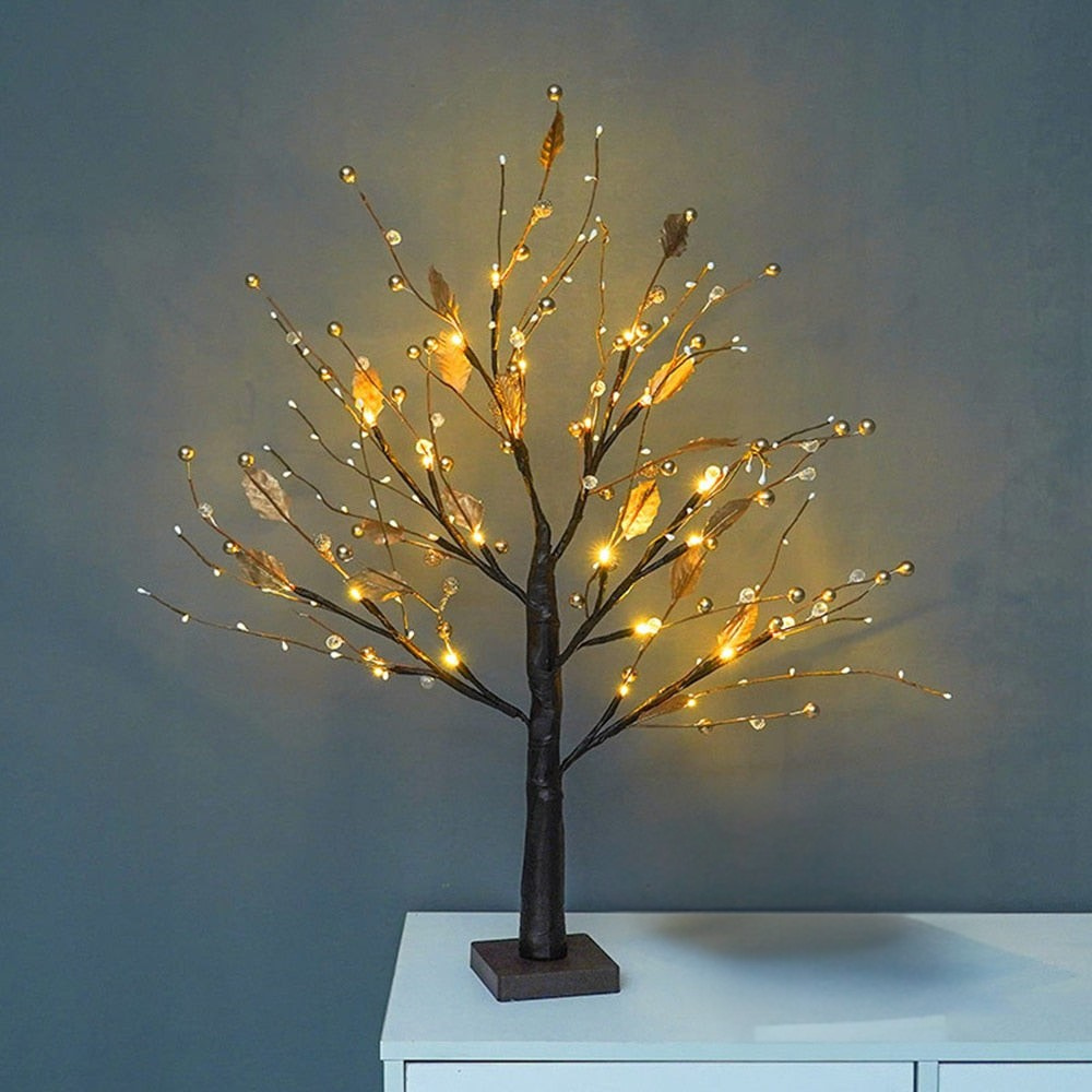 Rustic LED Light Tree Table Lamp with Customizable Branches
