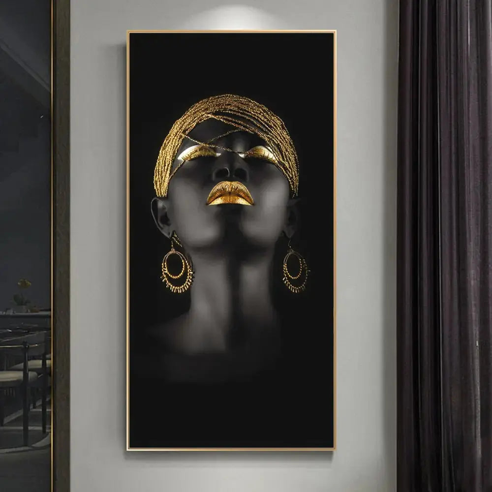 Golden Lady Canvas Wall Art - High Definition Cotton Print