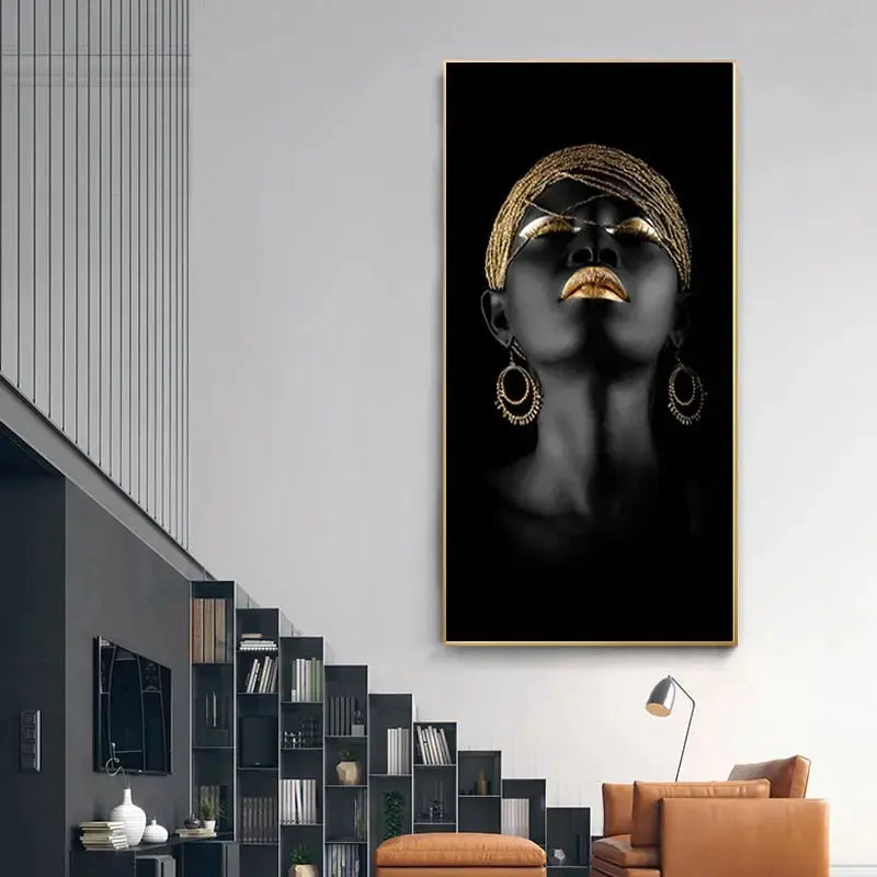 Golden Lady Canvas Wall Art - High Definition Cotton Print